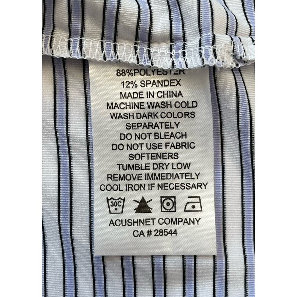 Footjoy Golf Polo Shirt M Purple White Striped Performance Preppy Short Sleeve - Picture 6 of 6